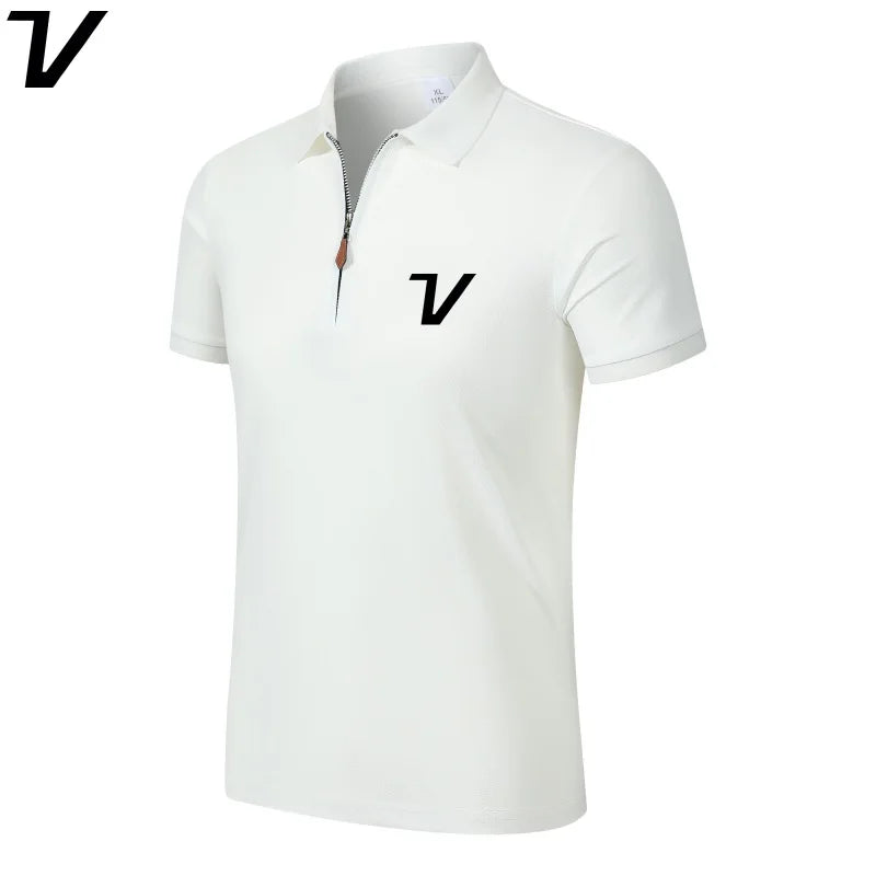 Men's Short-Sleeve Zip-Neck Polo Shirt