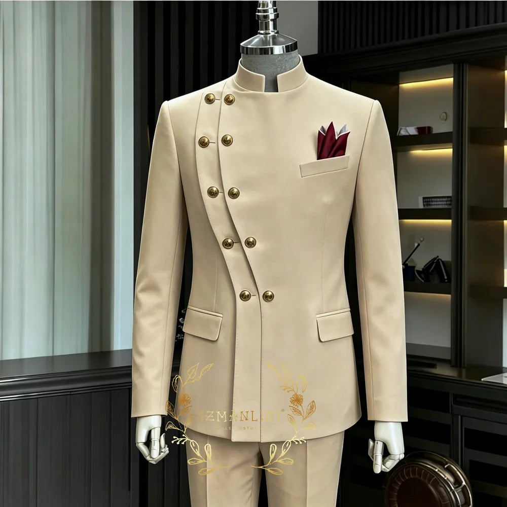 Men's Navy 2-Piece Double-Breasted Suit Set — product view
