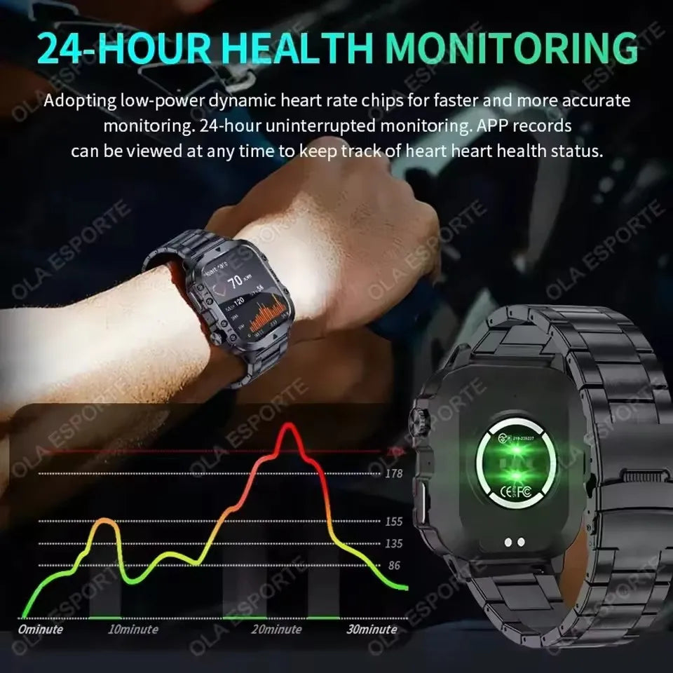 Outdoor 1.73-Inch Calling Smartwatch with Flashlight