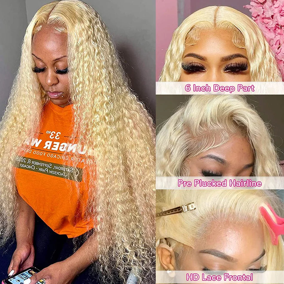 Blonde Water Wave Lace Front Wig — product view