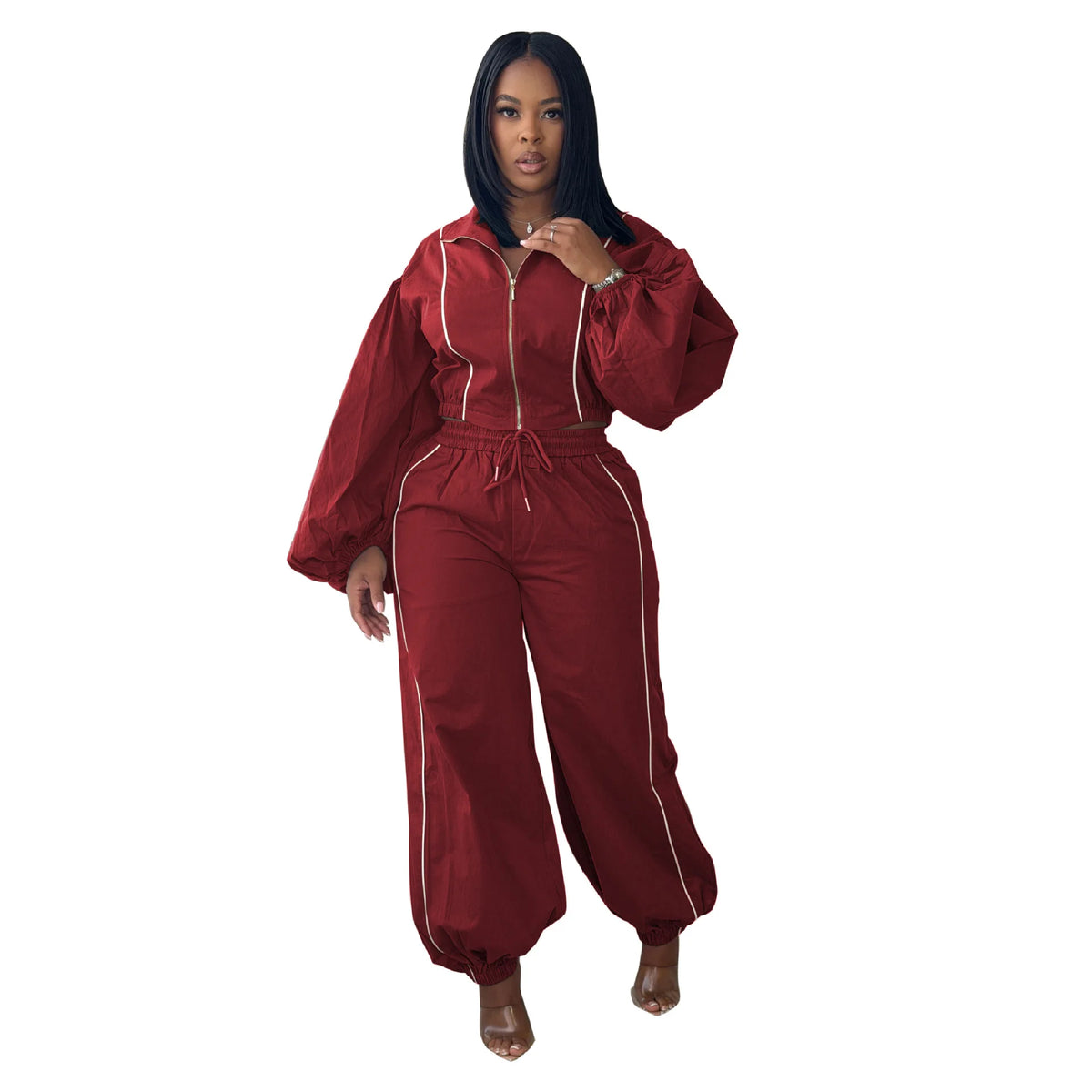 Women's Colour-Block Zip Sweatshirt & Pants Set