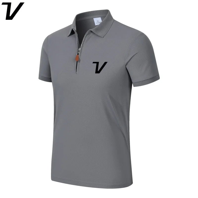 Men's Short-Sleeve Zip-Neck Polo Shirt