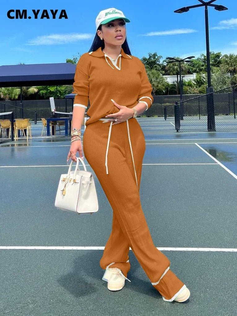 Women's Knitted Pullover & Wide-Leg Pants Set