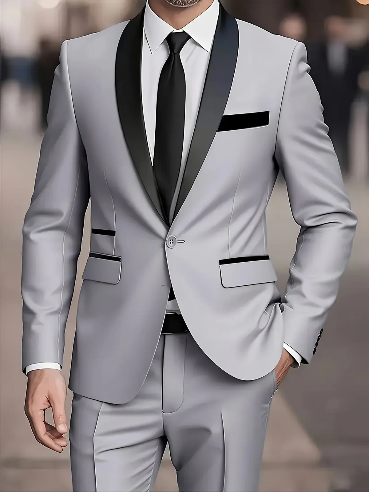Men's Single-Button Slim Fit Two-Piece Suit
