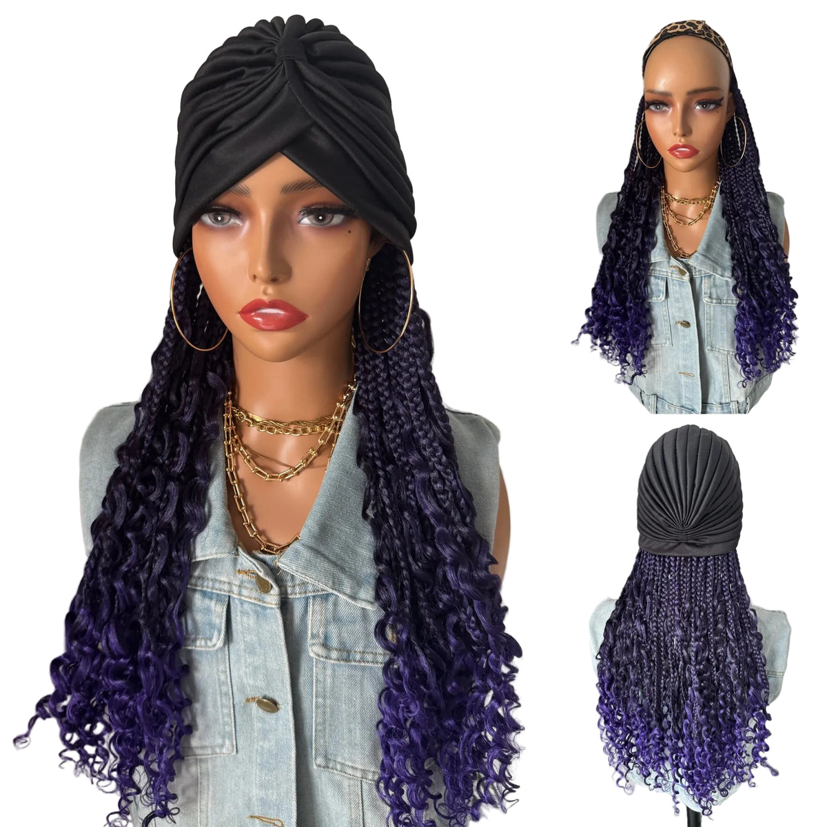 18“ Ombre Brown Honey Blond Boho Box Braided Headband Synthetic Wig - OSASCO
