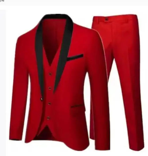 Men's Black Slim Fit Three-Piece Suit