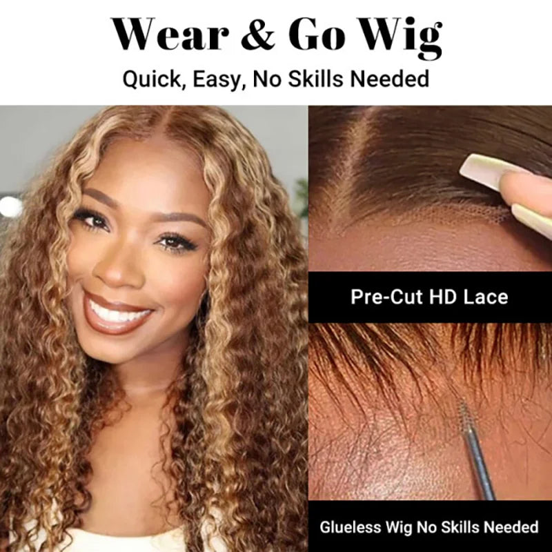 Glueless Kinky Curly Human Hair Lace Wig — product view