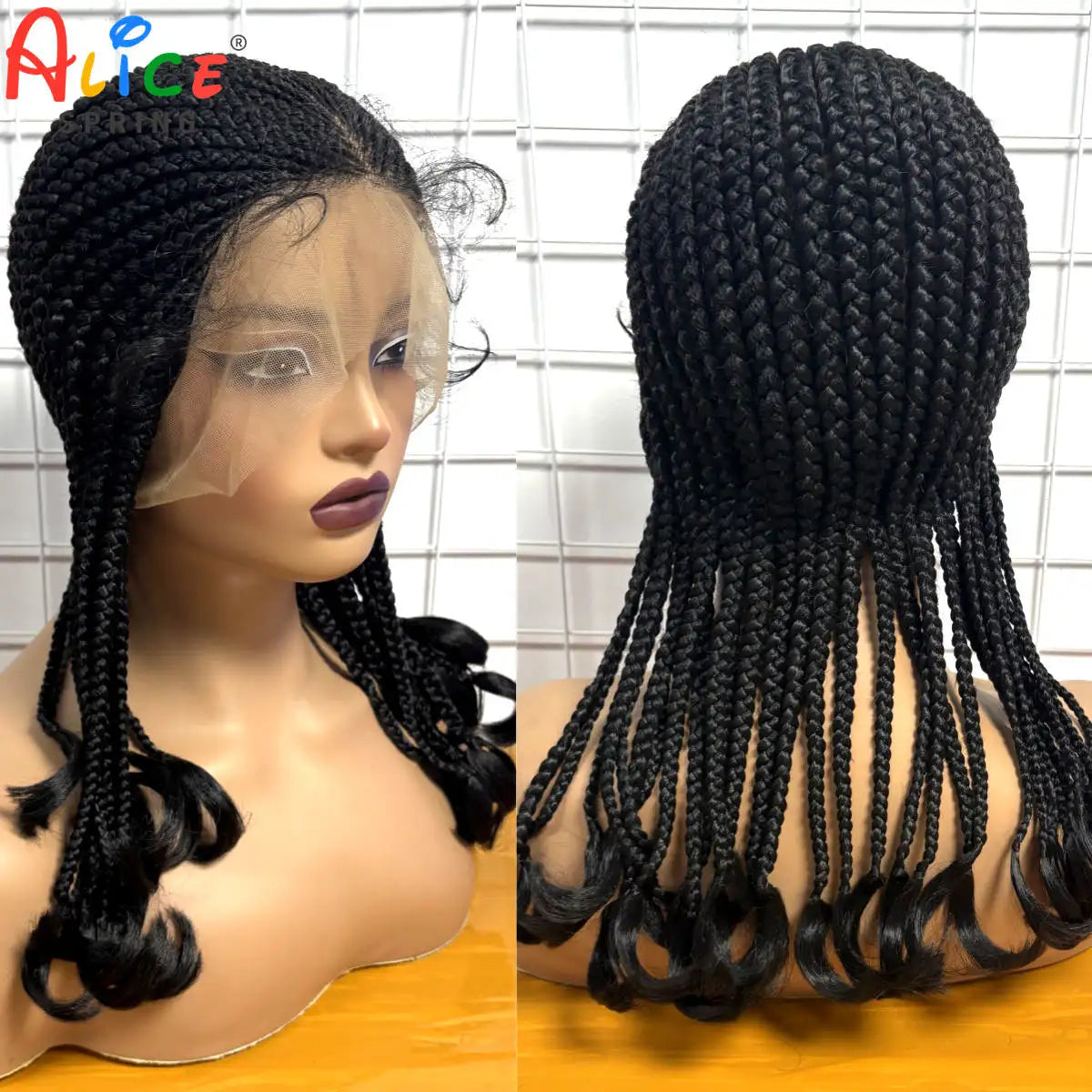 Full Lace Cornrow Braided Wig with Wavy Ends 18in Synthetic Braided - OSASCO