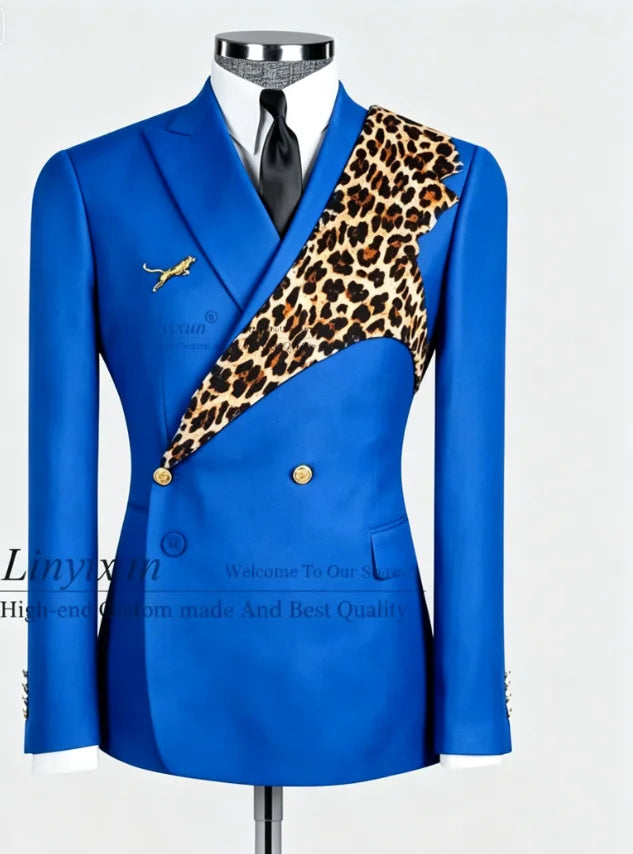 Men's Leopard Print 2-Piece Slim Fit Suit Set — product view