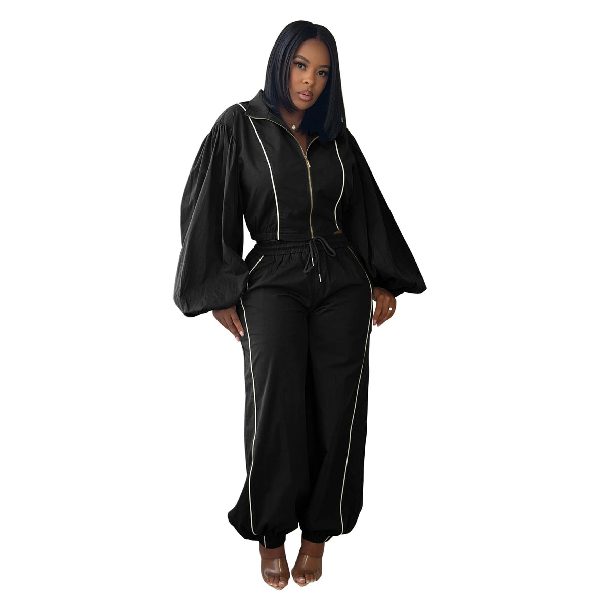 Women's Colour-Block Zip Sweatshirt & Pants Set