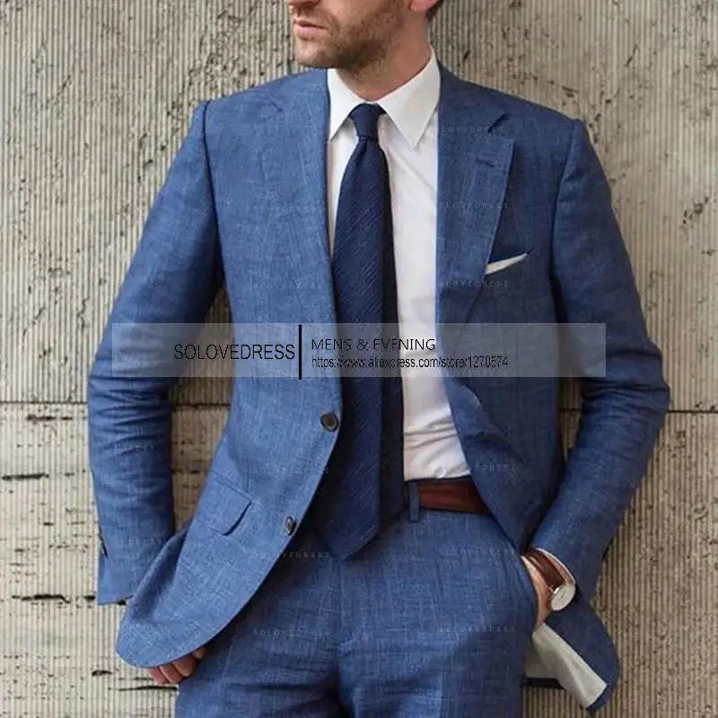Men's Linen Slim-Fit Suit Set — product view
