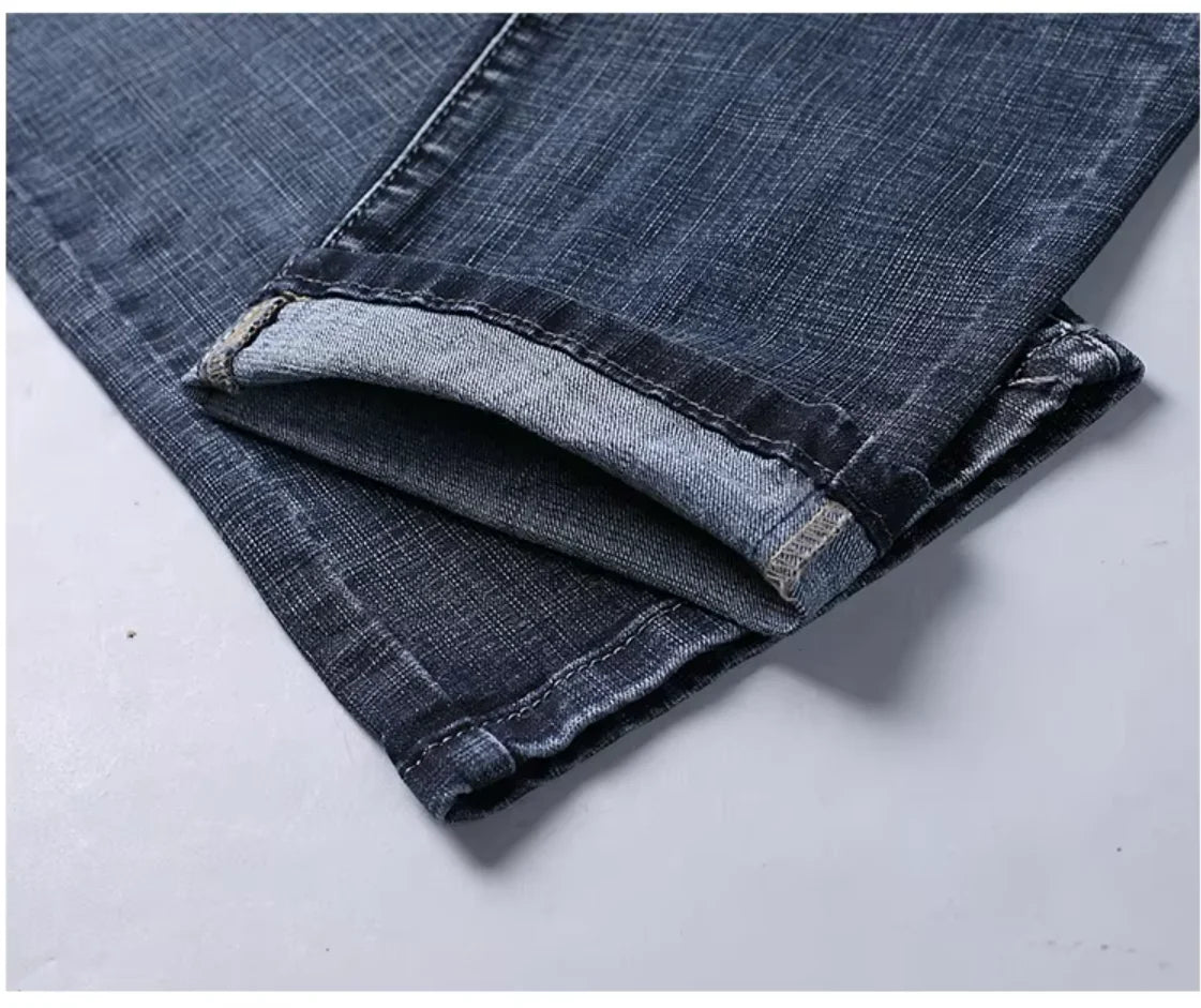 Men's Blue Straight-Leg Stretch Denim Jeans - Lightweight — product view