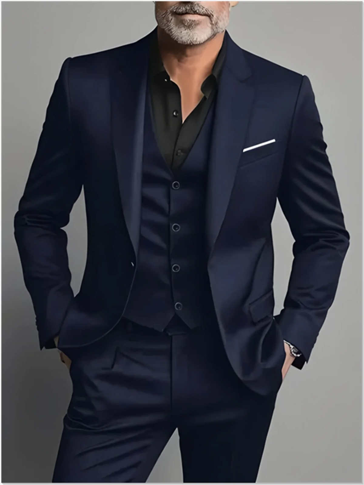 Men's Black Slim-Fit Suit Set — product view