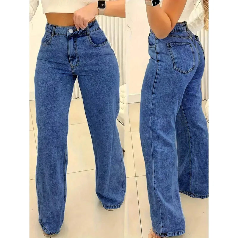 Women's Plus-Size High-Waist Straight-Leg Jeans — product view