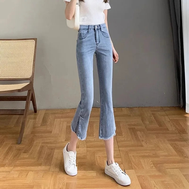 Women's High-Waist Cropped Straight-Leg Jeans — product view