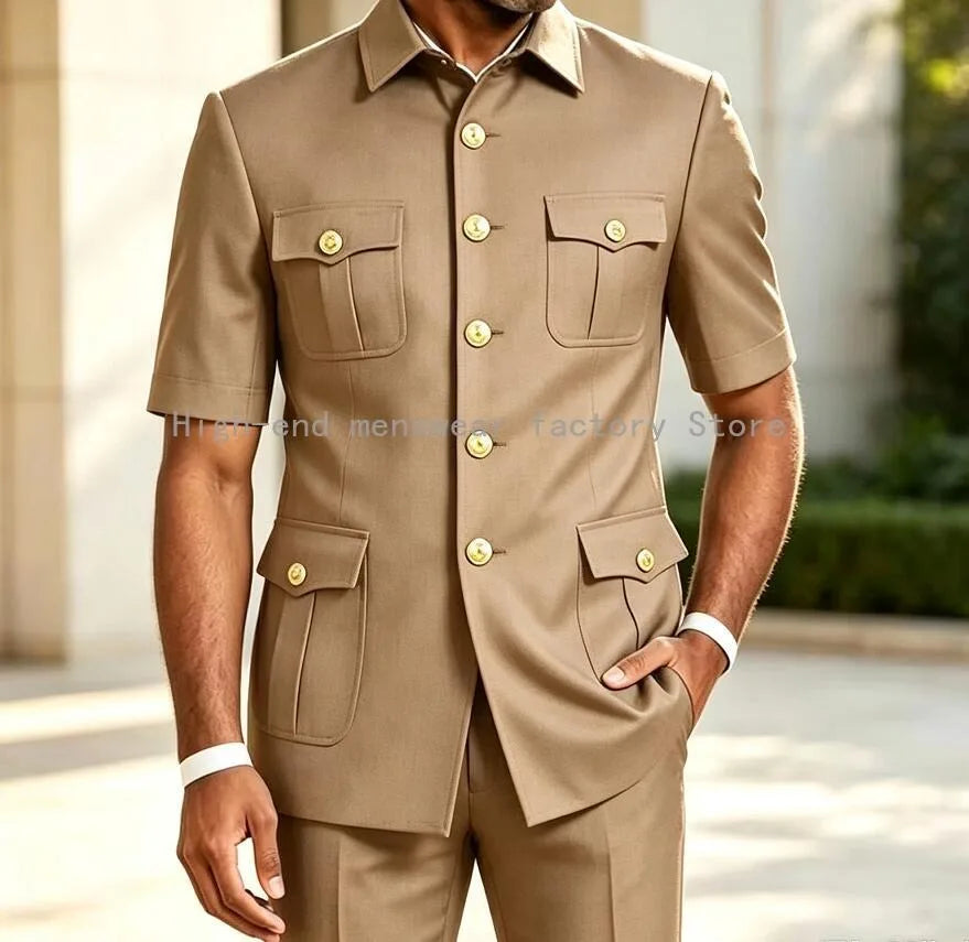 Men's Brown 2-Piece Slim Fit Suit Set — product view