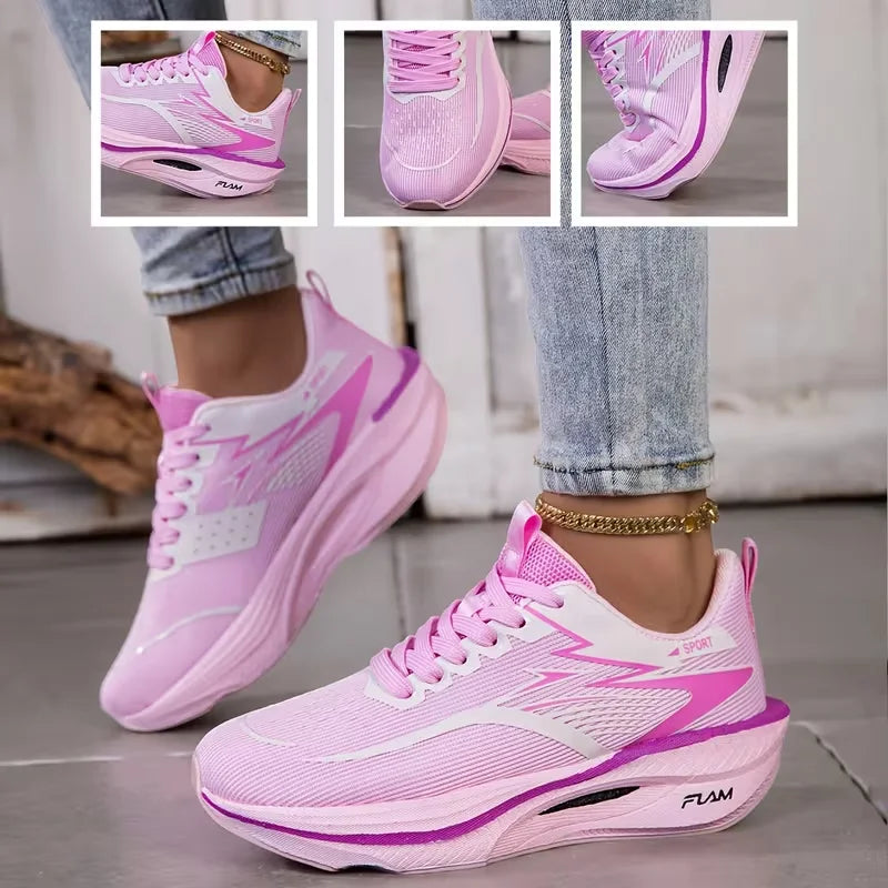 Women's Knitted Mesh Lace-Up Sneakers — product view