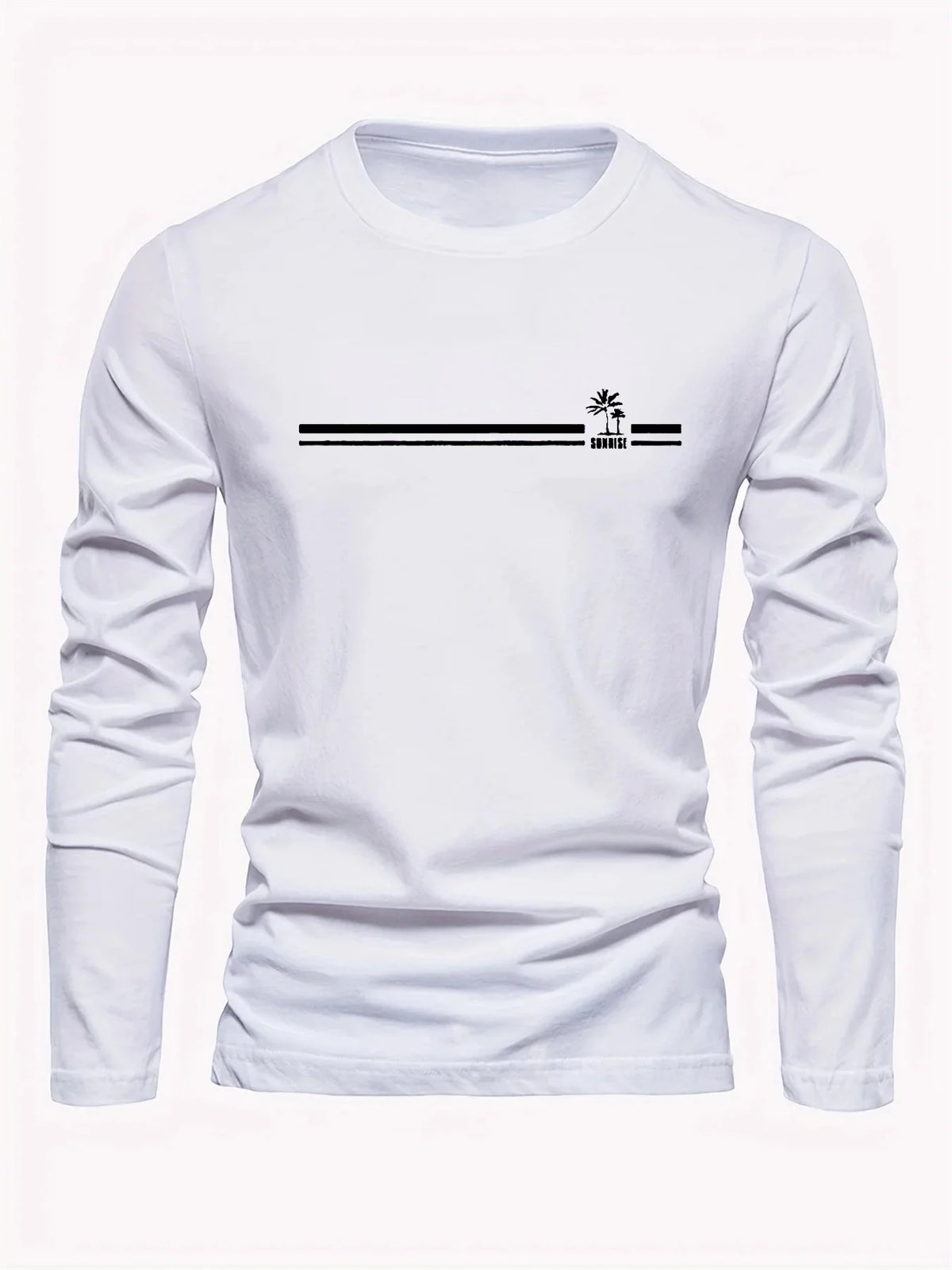 Men's Palm Tree Print Long-Sleeve Casual T-Shirt