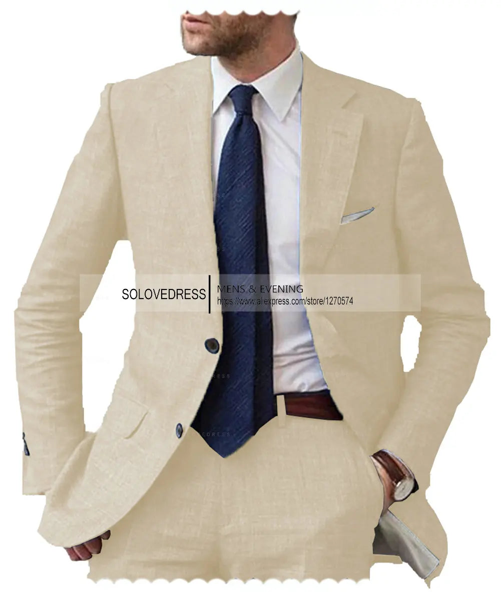 Men's Linen Slim-Fit Suit Set — product view