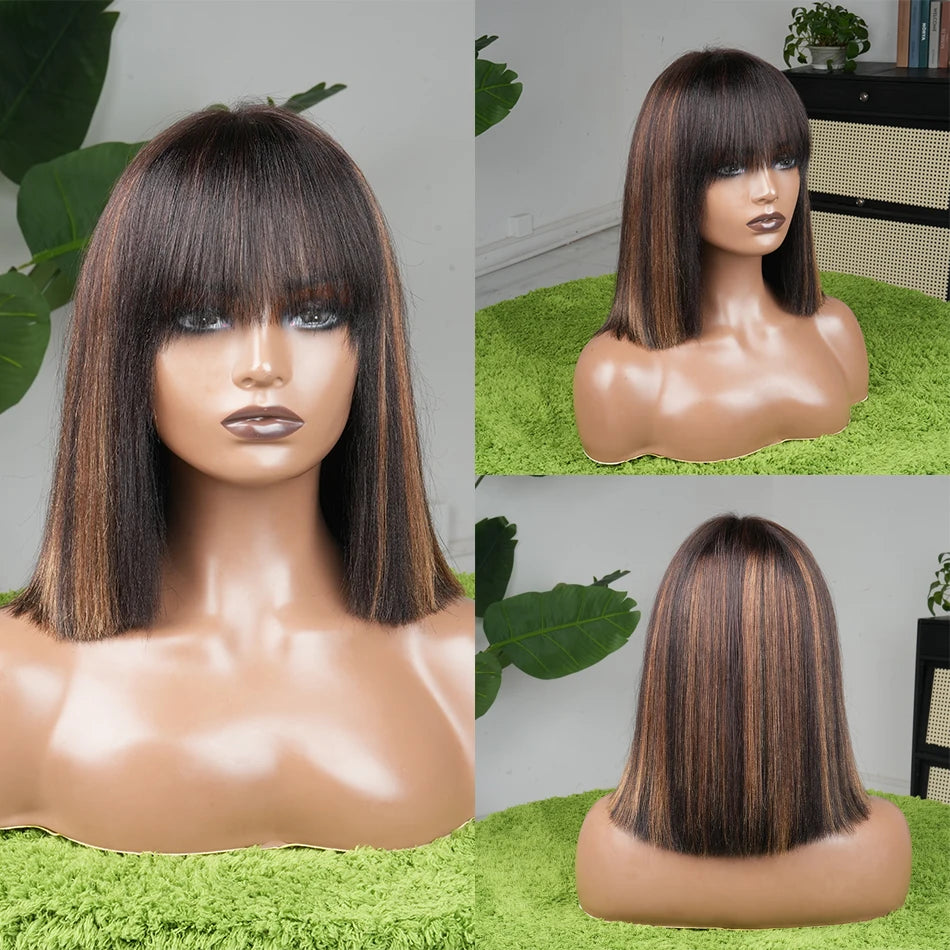 Glueless Women's Black Straight Human Hair Wig — product view