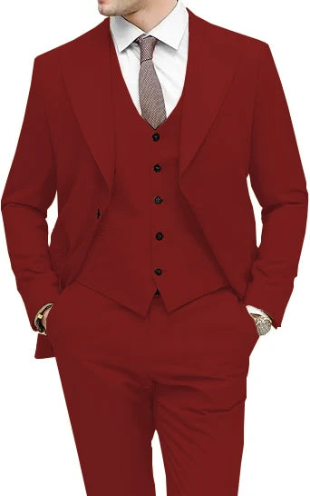 Men's 3-Piece Slim Fit Peak Lapel Suit Set — product view
