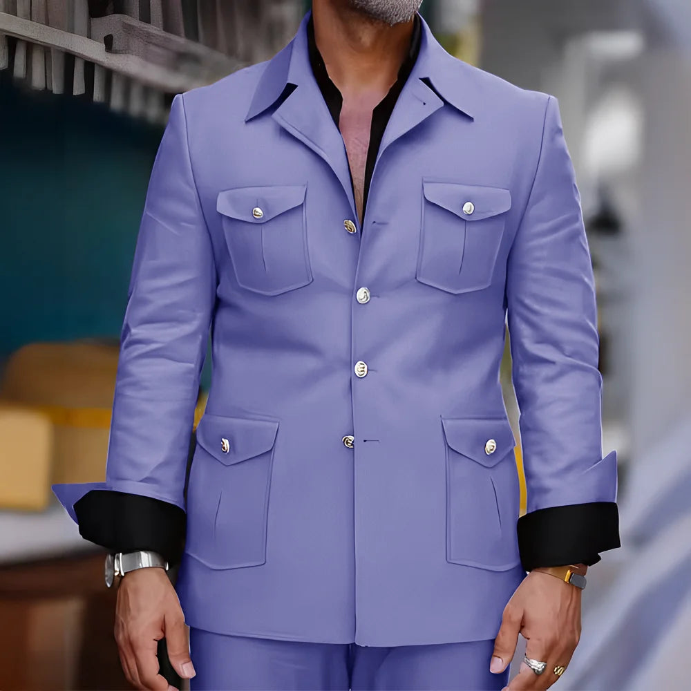 Men's Safari-Collar Jacket & Trouser Set