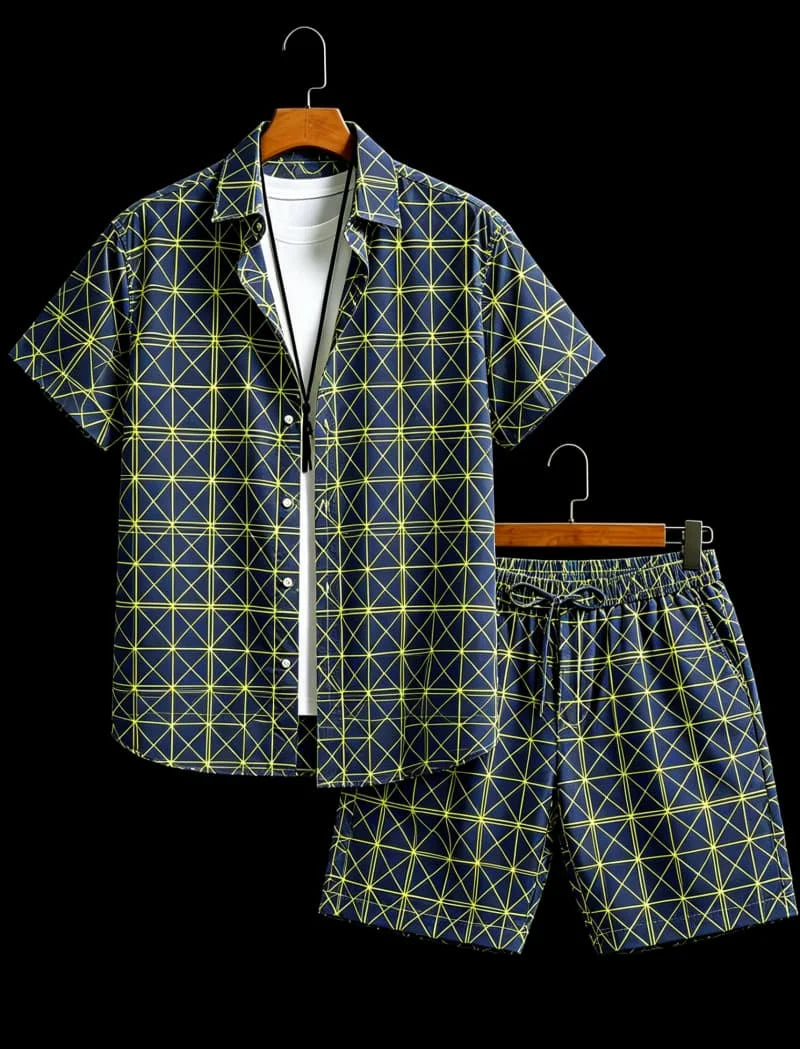 Men's Animal Print Top & Shorts Set