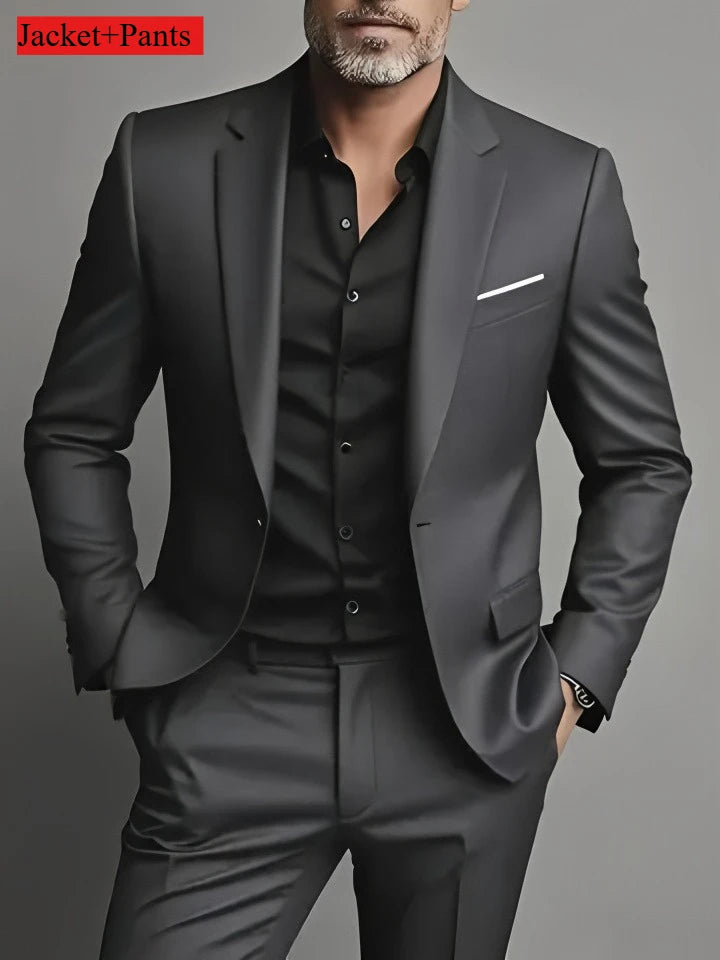 Men's Black Slim-Fit Suit Set — product view