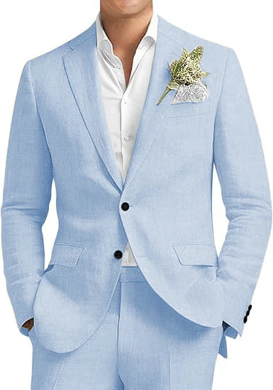 Men's Linen 2-Piece Notched Lapel Suit Set — product view