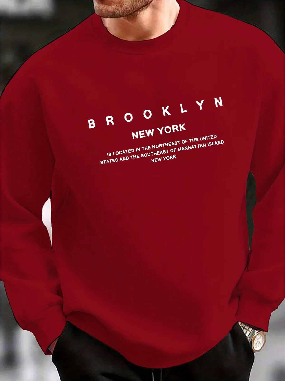 Men's Letter Print Crew-Neck Sweatshirt