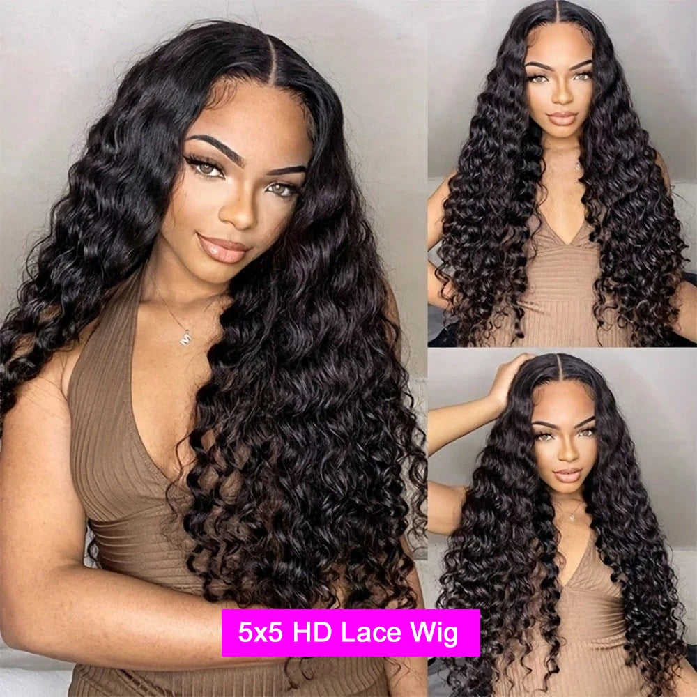 Glueless Deep Wave Human Hair Lace Wig — product view