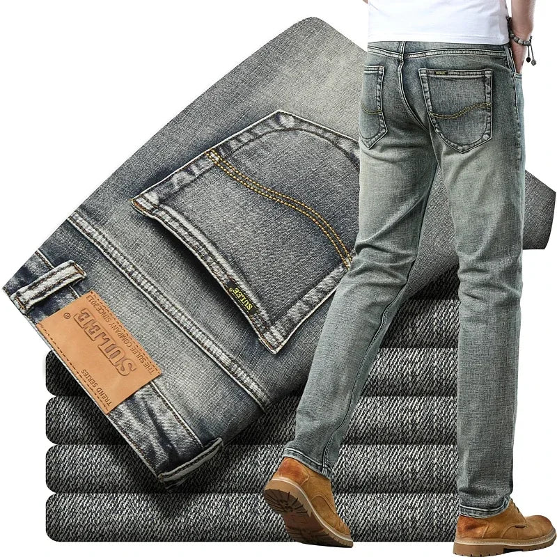 Men's Slim Fit Stretch Denim Jeans - Business Casual Style — product view