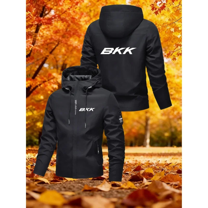 Men's Letter Print Hooded Zip-Up Jacket