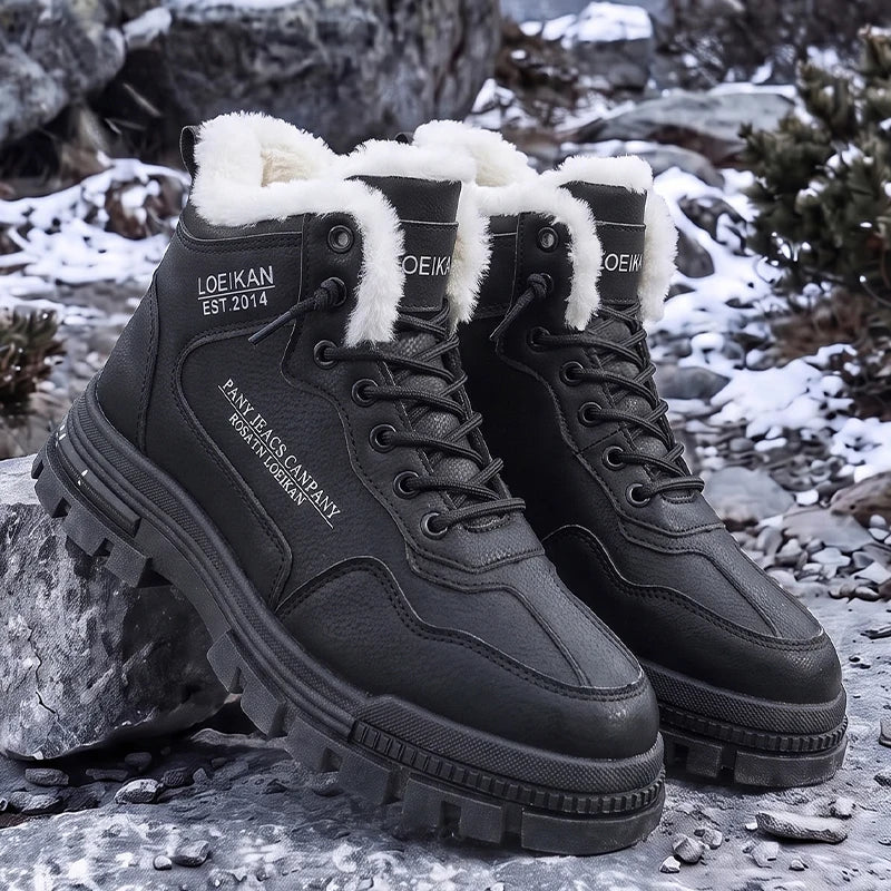 Bottes d’hiver pour homme à col rembourré et semelle crantée