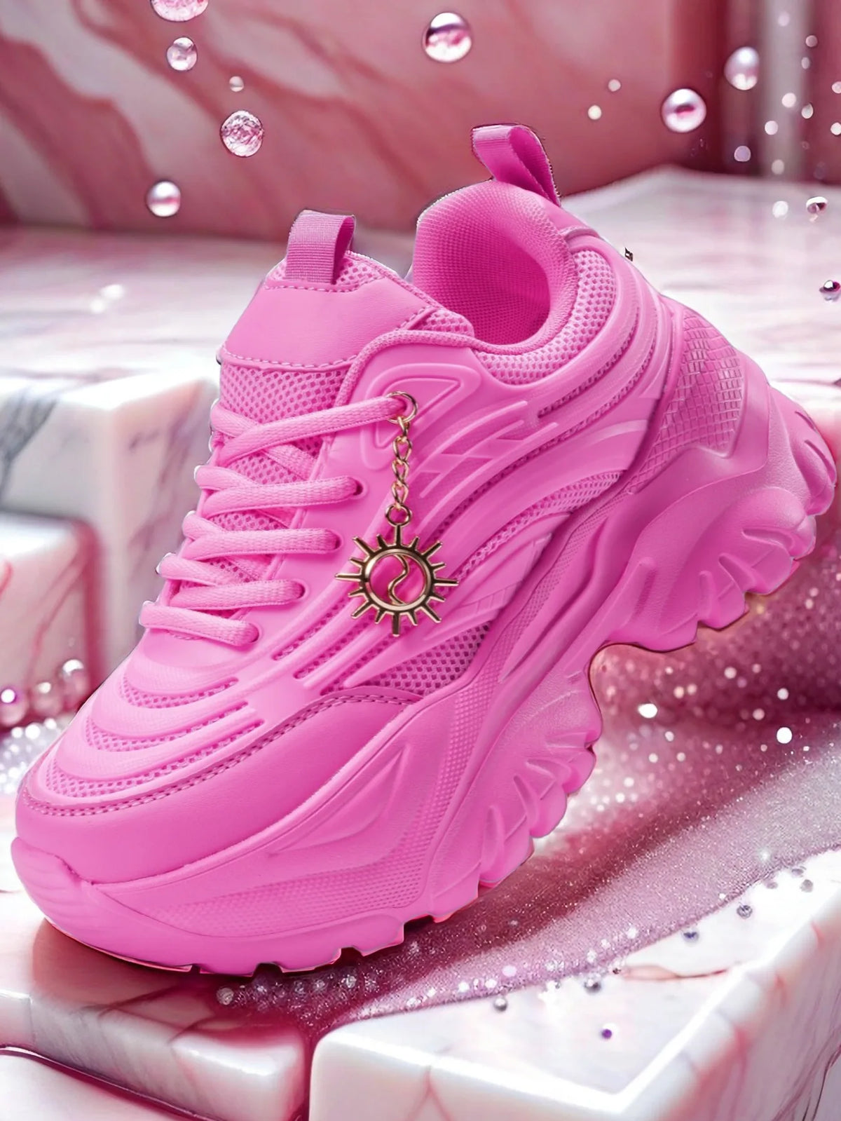Women's White Chunky Lace-Up Sneakers — product view