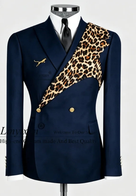 Men's Leopard Print 2-Piece Slim Fit Suit Set — product view