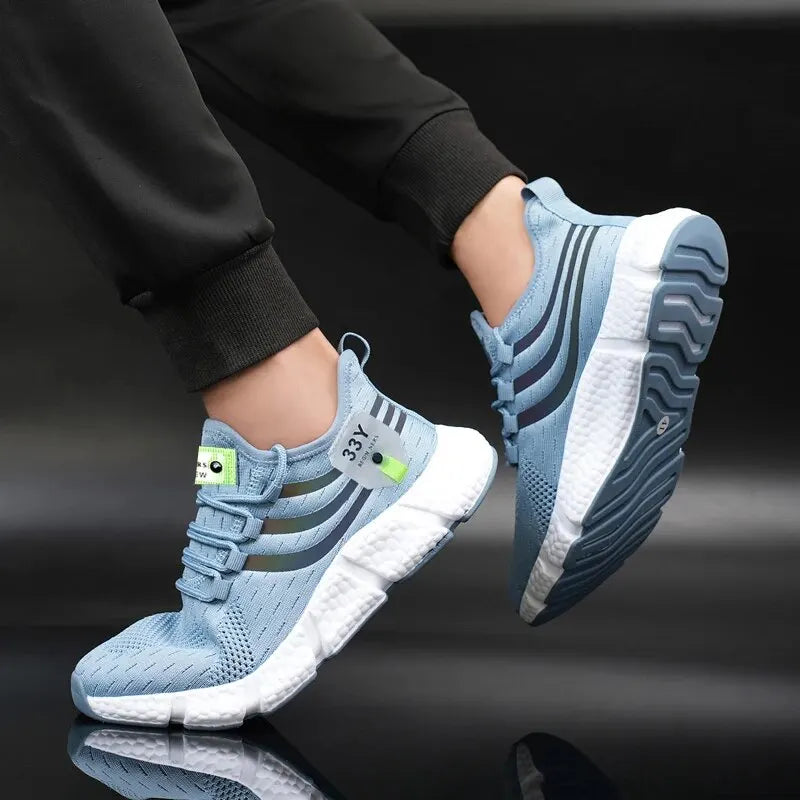 Men's Black Mesh Athletic Sneakers