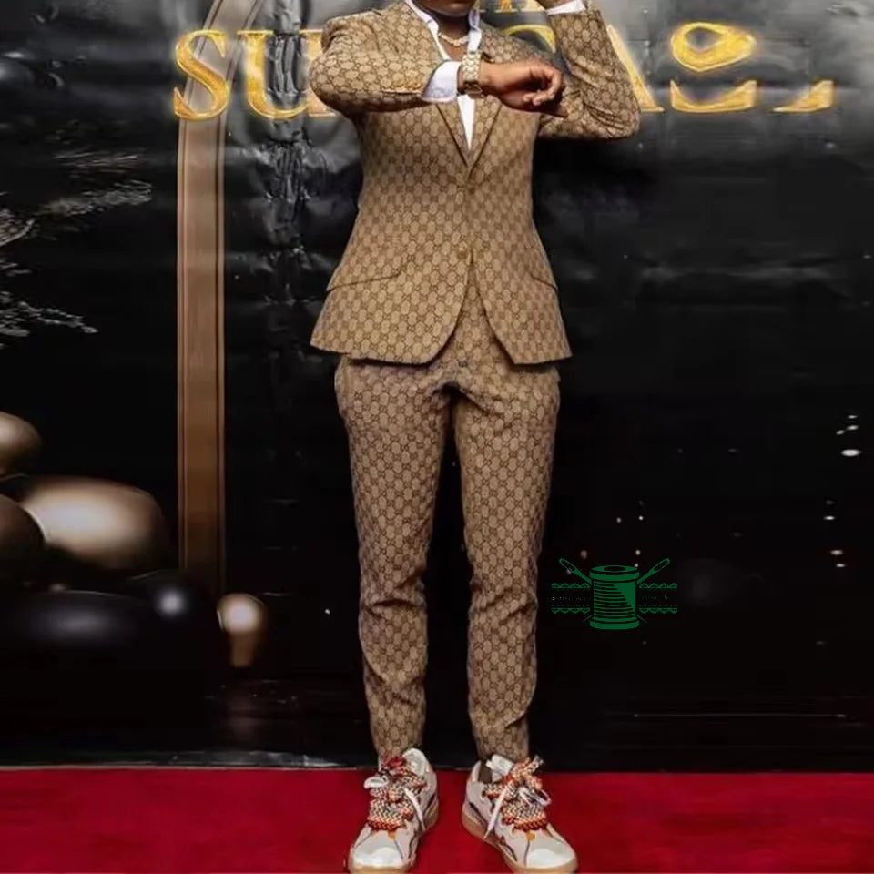Men's Jacquard 2-Piece Single-Breasted Suit Set — product view