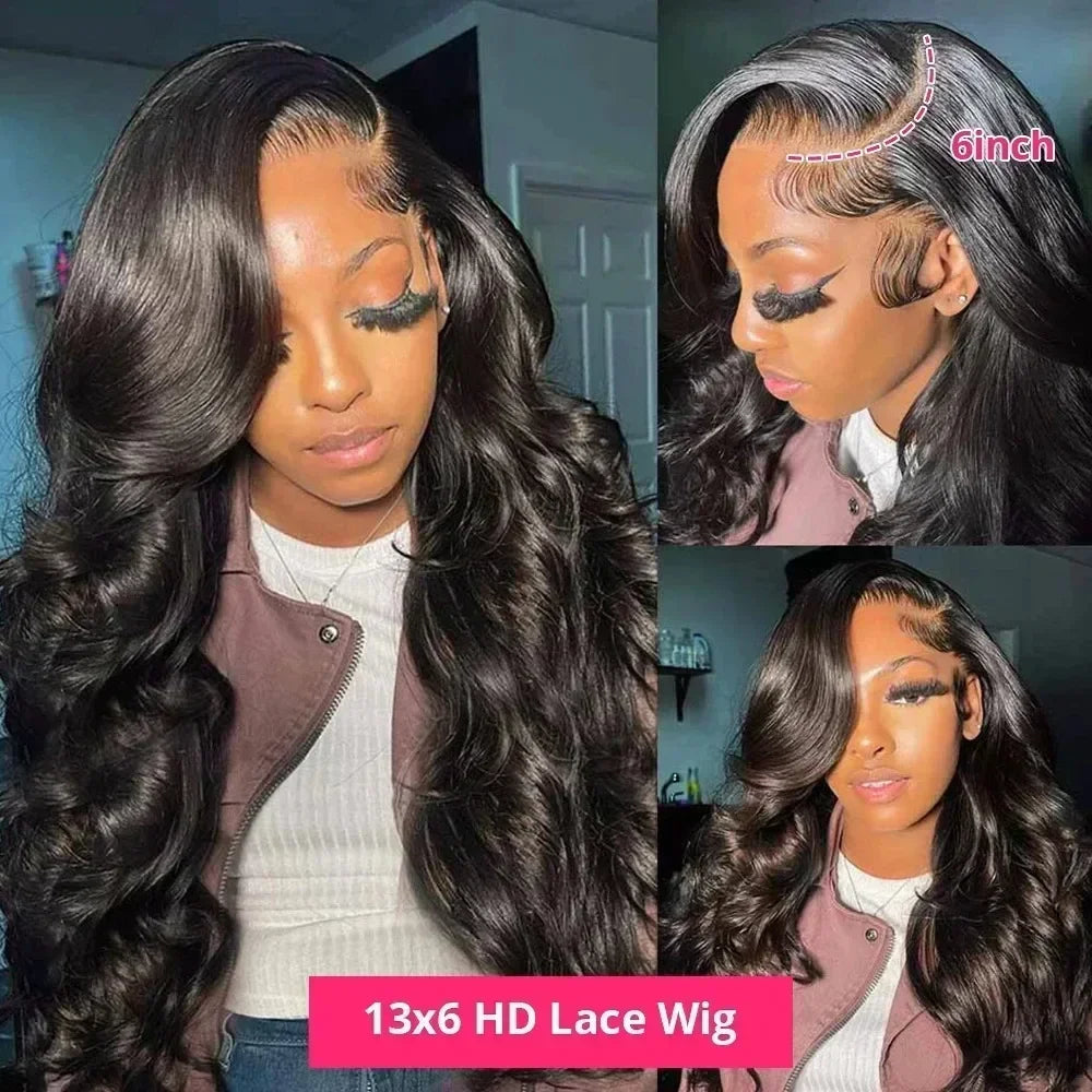 Glueless Black Body Wave Human Hair Lace Wig — product view