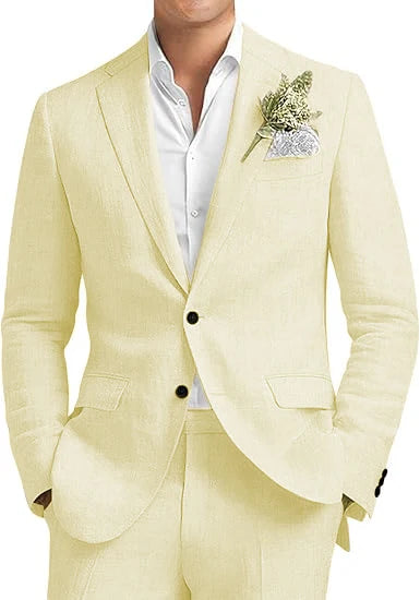 Men's Linen 2-Piece Notched Lapel Suit Set — product view