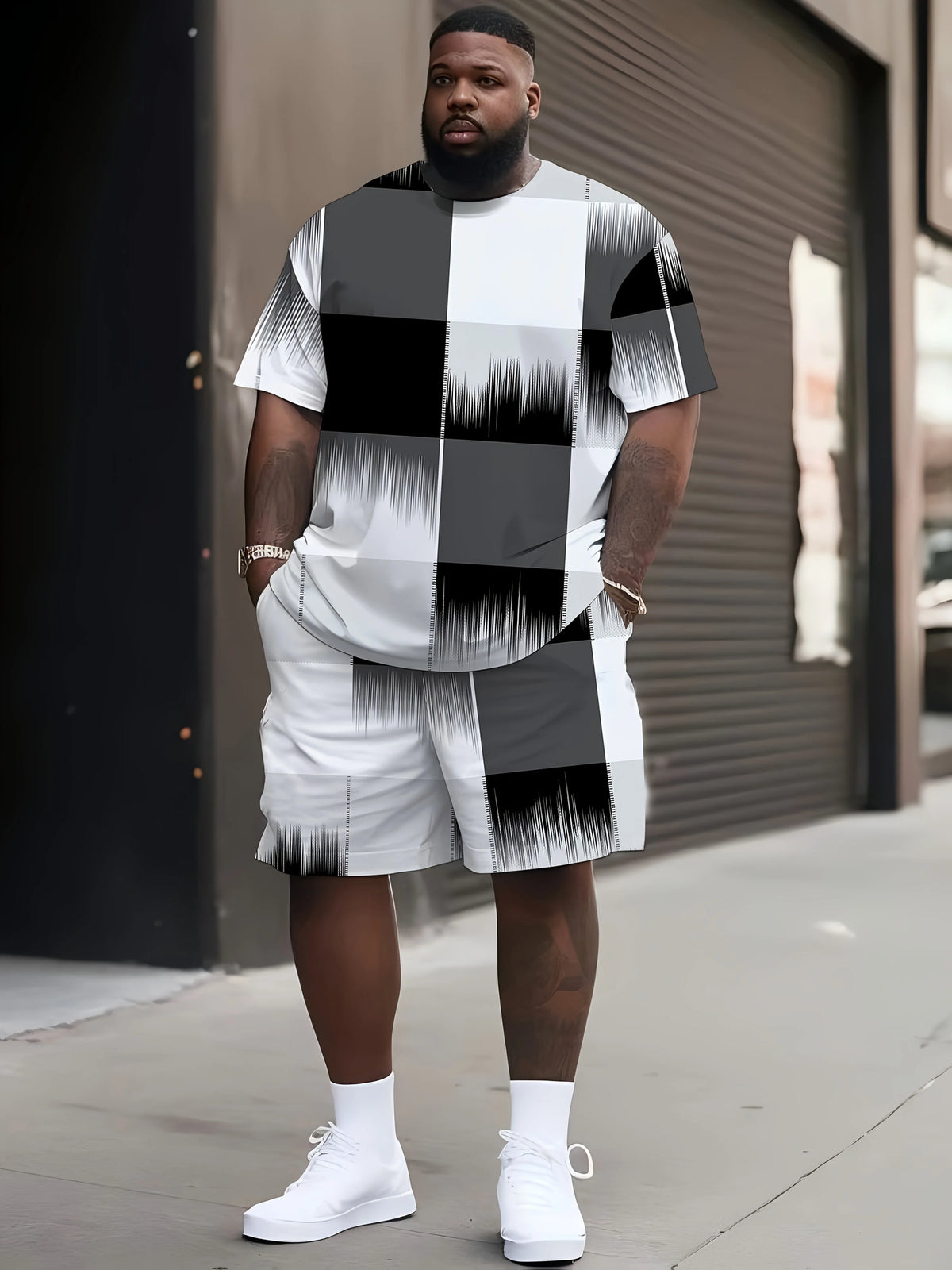 Men's Graphic Print Top & Shorts Set