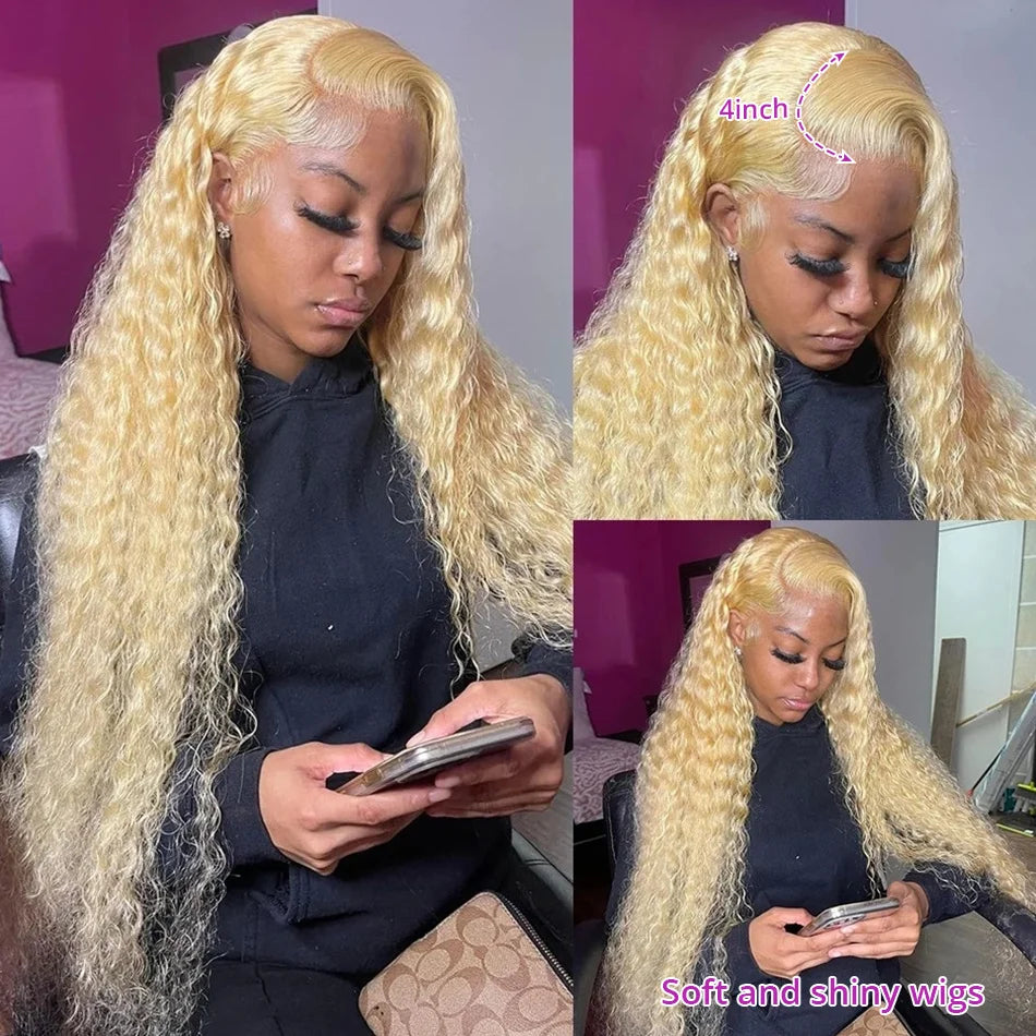 Blonde Water Wave Lace Front Wig — product view