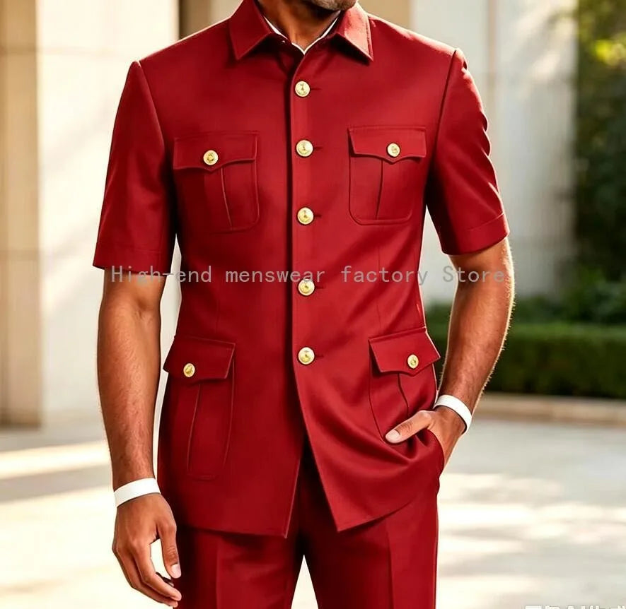 Men's Brown 2-Piece Slim Fit Suit Set — product view