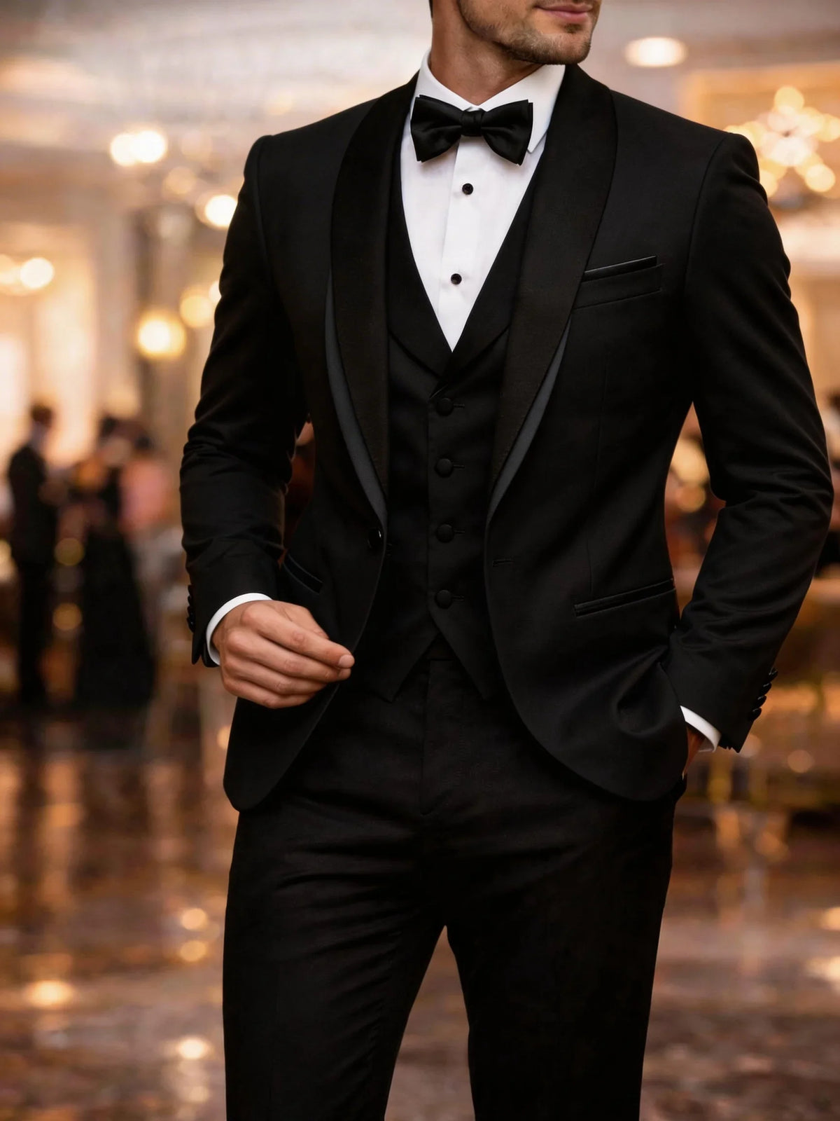 Men's Colour-Block Three-Piece Suit