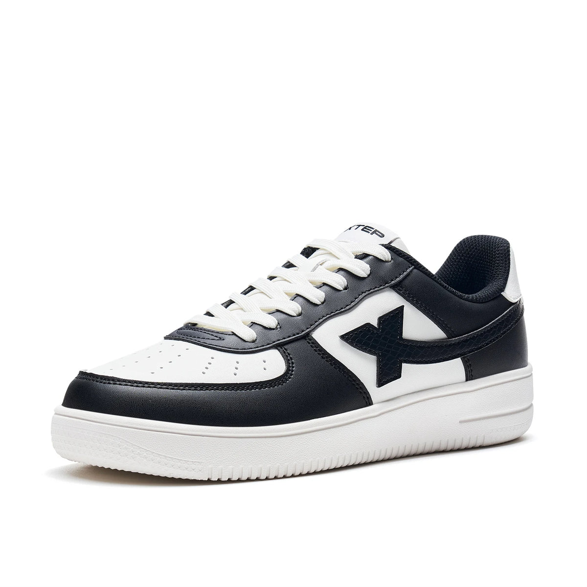 Unisex White Lace-Up Skate-Style Sneakers — product view
