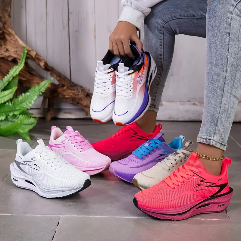 Women's Knitted Mesh Lace-Up Sneakers — product view