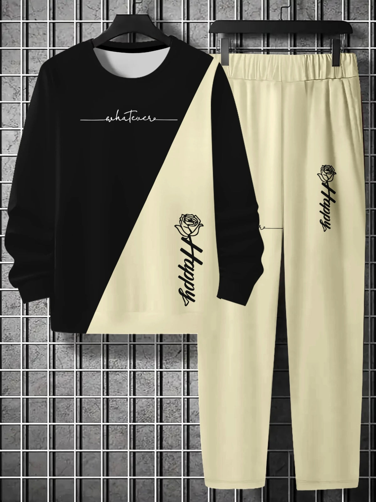 Men's Floral Print Sweatshirt & Pants Set