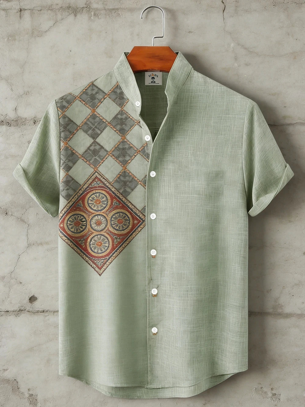 Men's Graphic Print Short-Sleeve Casual Shirt