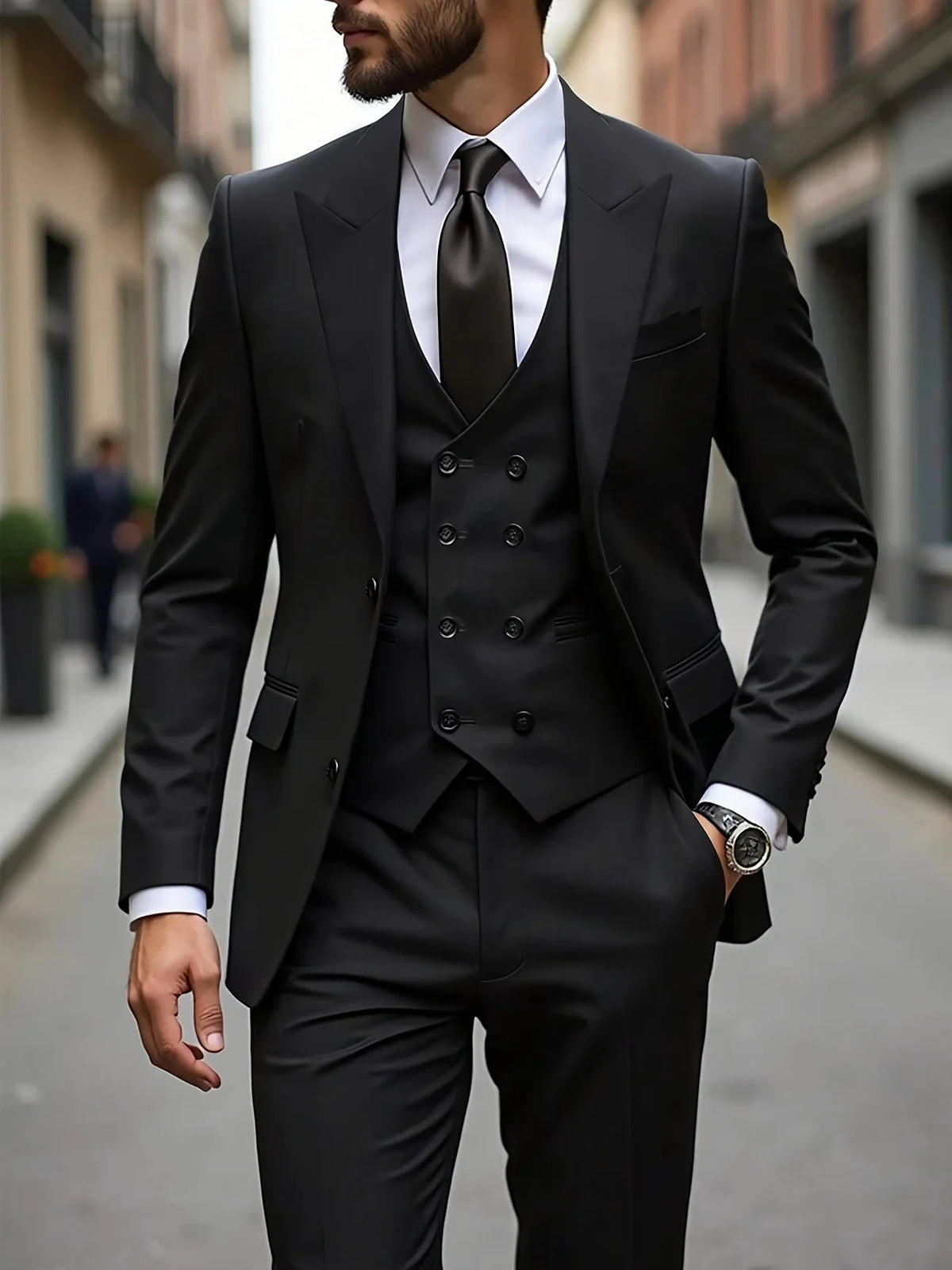 Men's Slim Fit Three-Piece Wedding Suit