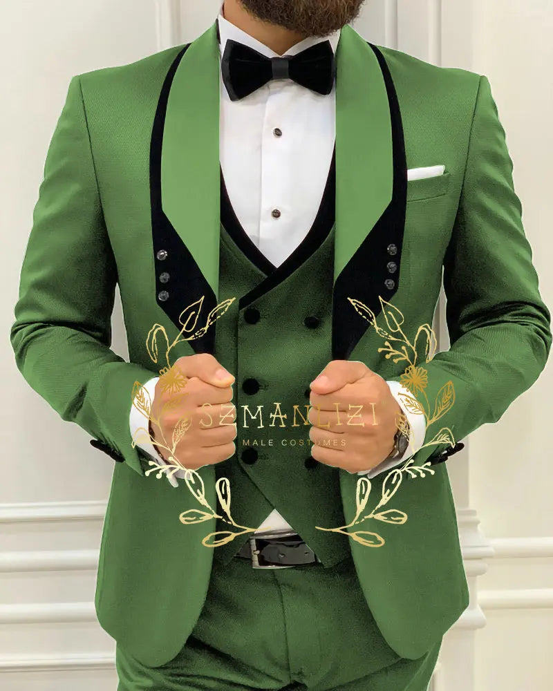 Men's Royal Blue 3-Piece Slim Fit Suit Set — product view